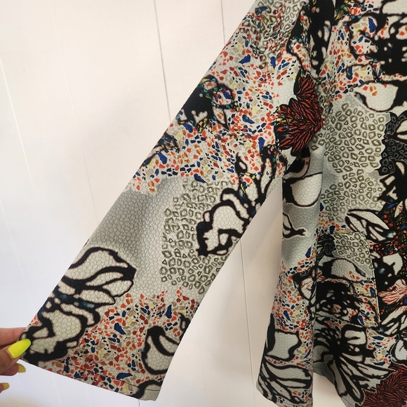 BRYN WALKER Floral Print Zip Front Coat Jacket Blazer Pockets Size XL Office - Picture 2 of 11